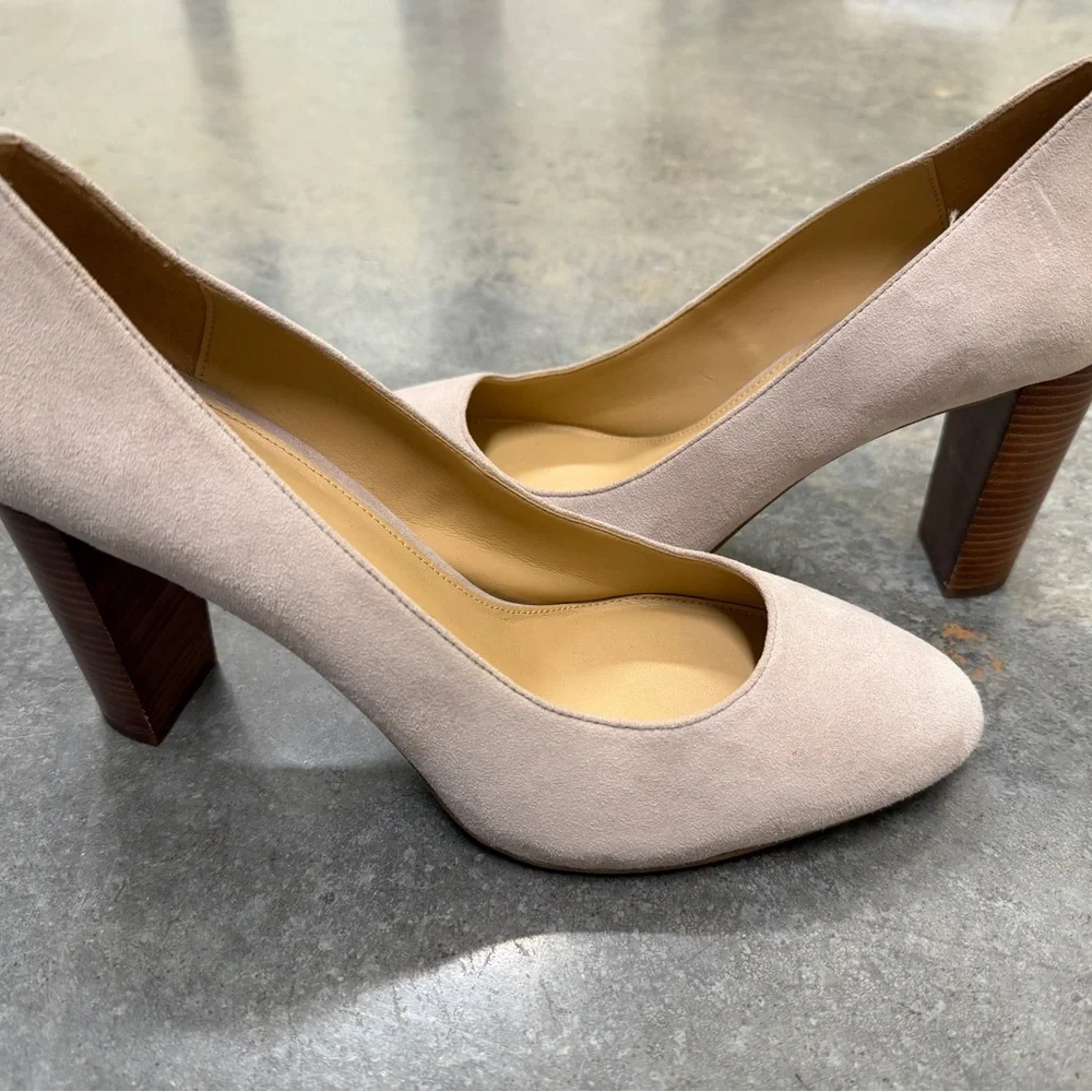 Michael Kors Nude Suede Round-Toe Pumps